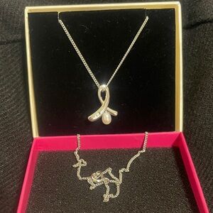 Tasaki Elegant Silver with Pearl Pendant Necklace